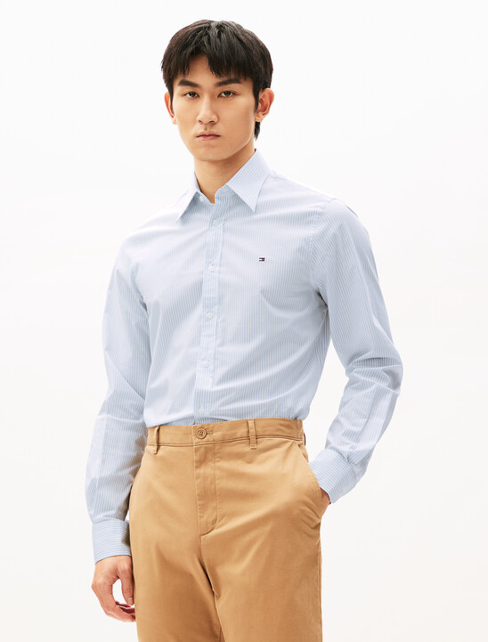 Stretch Poplin Stripe Shirt, Breezy Blue / Optic White Stretch Poplin Stripe Shirt
