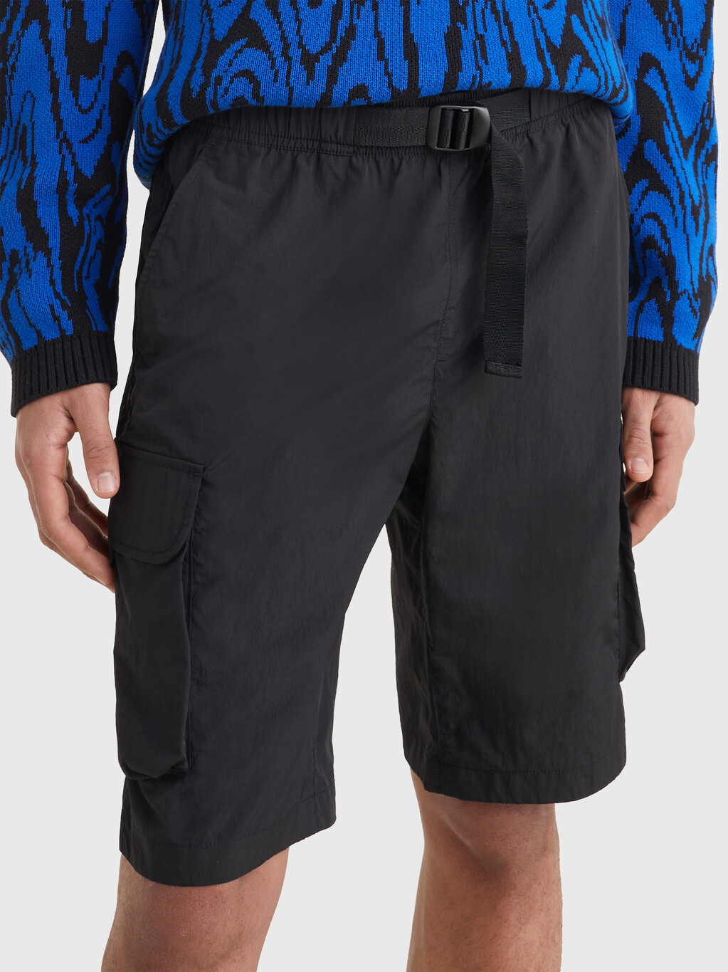 Ethan Belted Cargo Shorts, Black, hi-res