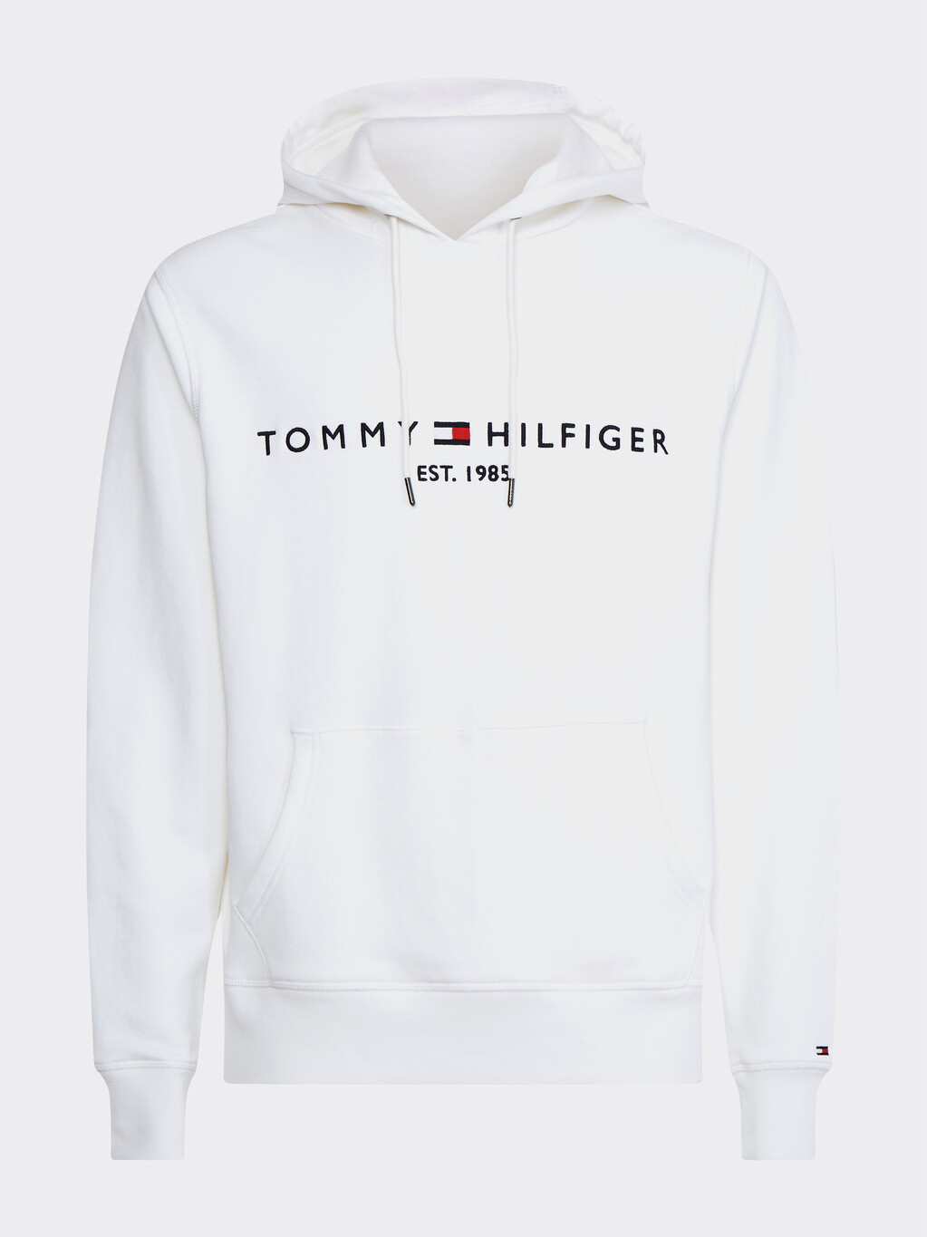Embroidered Logo Hoodie, White, hi-res