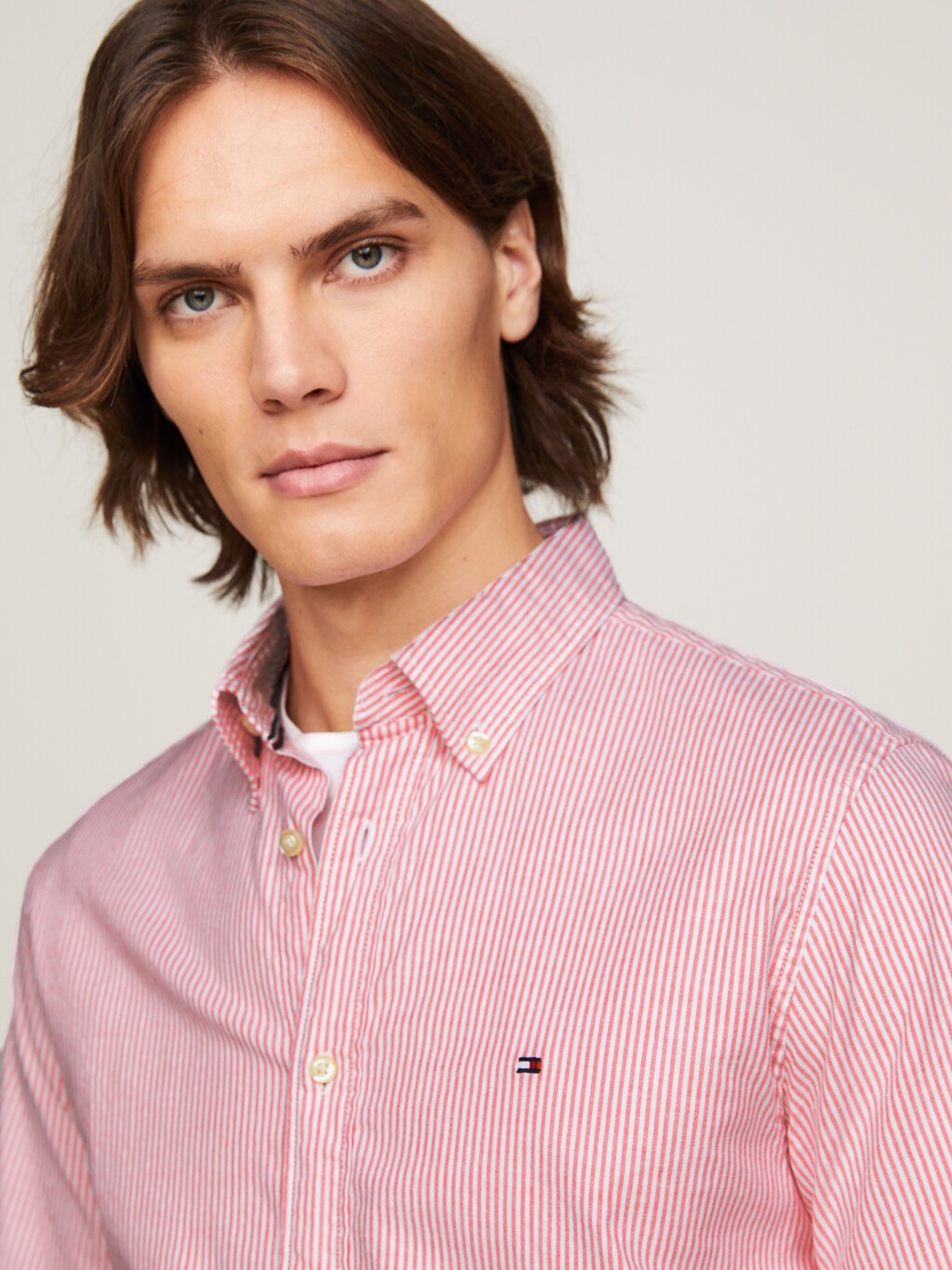 旗幟條紋短袖襯衫, Laser Pink / Optic White, hi-res