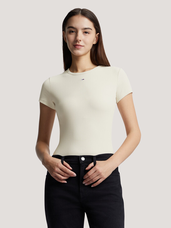 Essential Rib Knit Slim T-Shirt