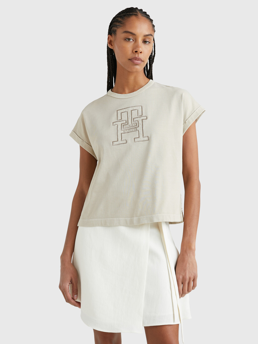 Embroidery Relaxed Fit T-Shirt, Light Sandalwood, hi-res