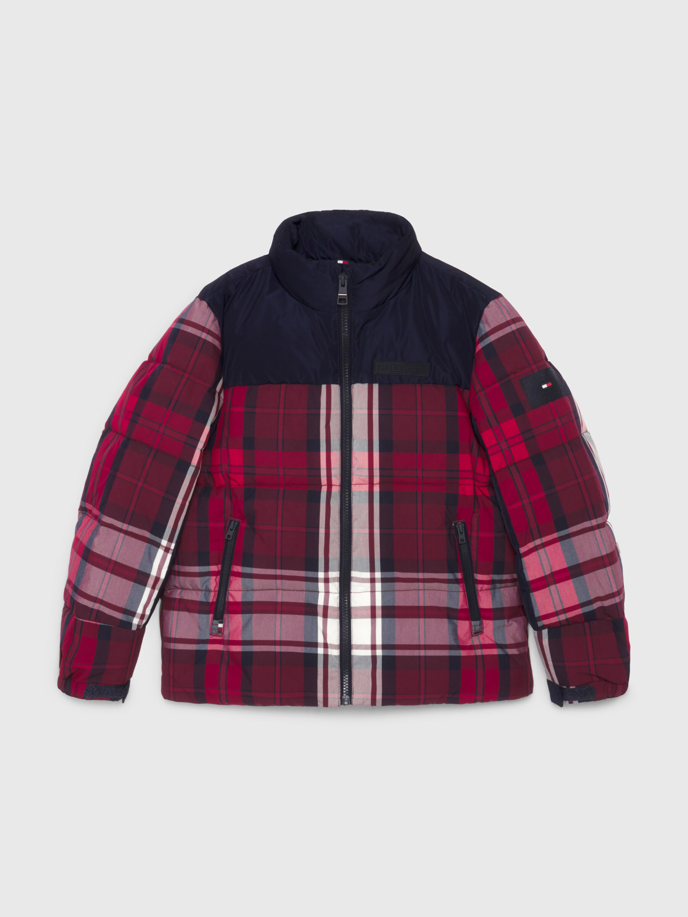 Boys red puffa best sale jacket