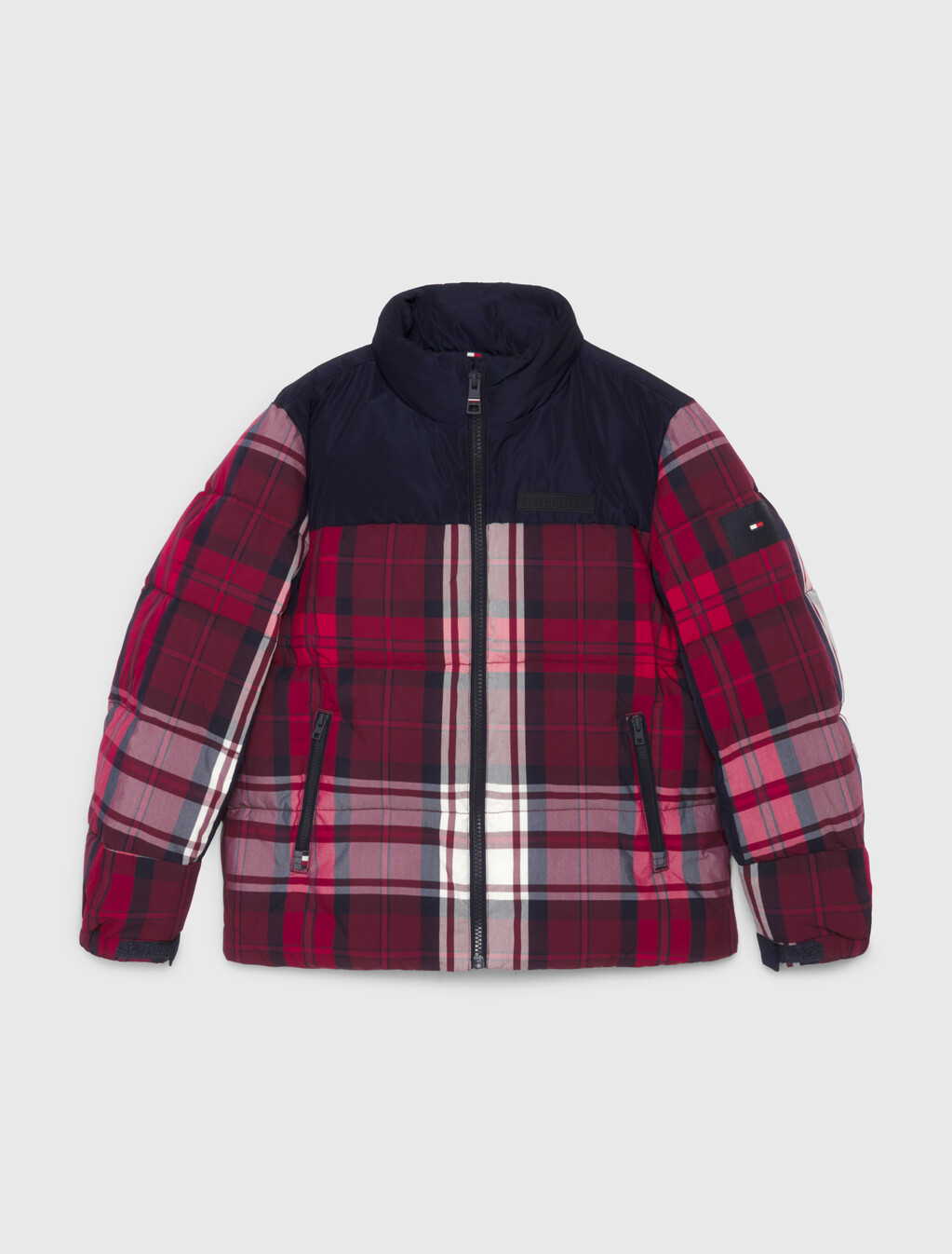 Boys Tommy Tartan Puffer Jacket, Check, hi-res