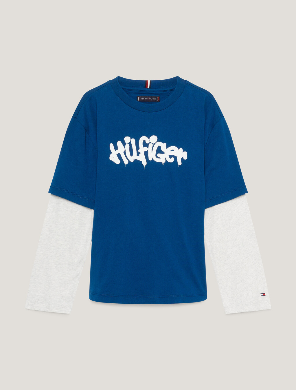 男童裝 HILFIGER 塗鴉長袖 T 恤, Deep Indigo, hi-res
