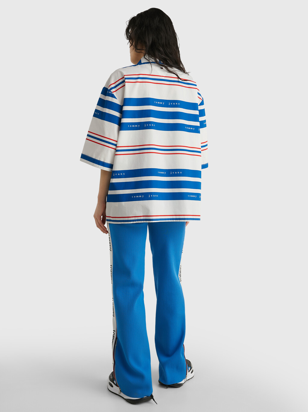 Dual Gender Mixed Stripe Bowling Shirt, Ecru, hi-res