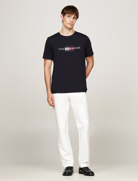 Hilfiger Flag Embroidery T-Shirt, Desert Sky Hilfiger Flag Embroidery T-Shirt