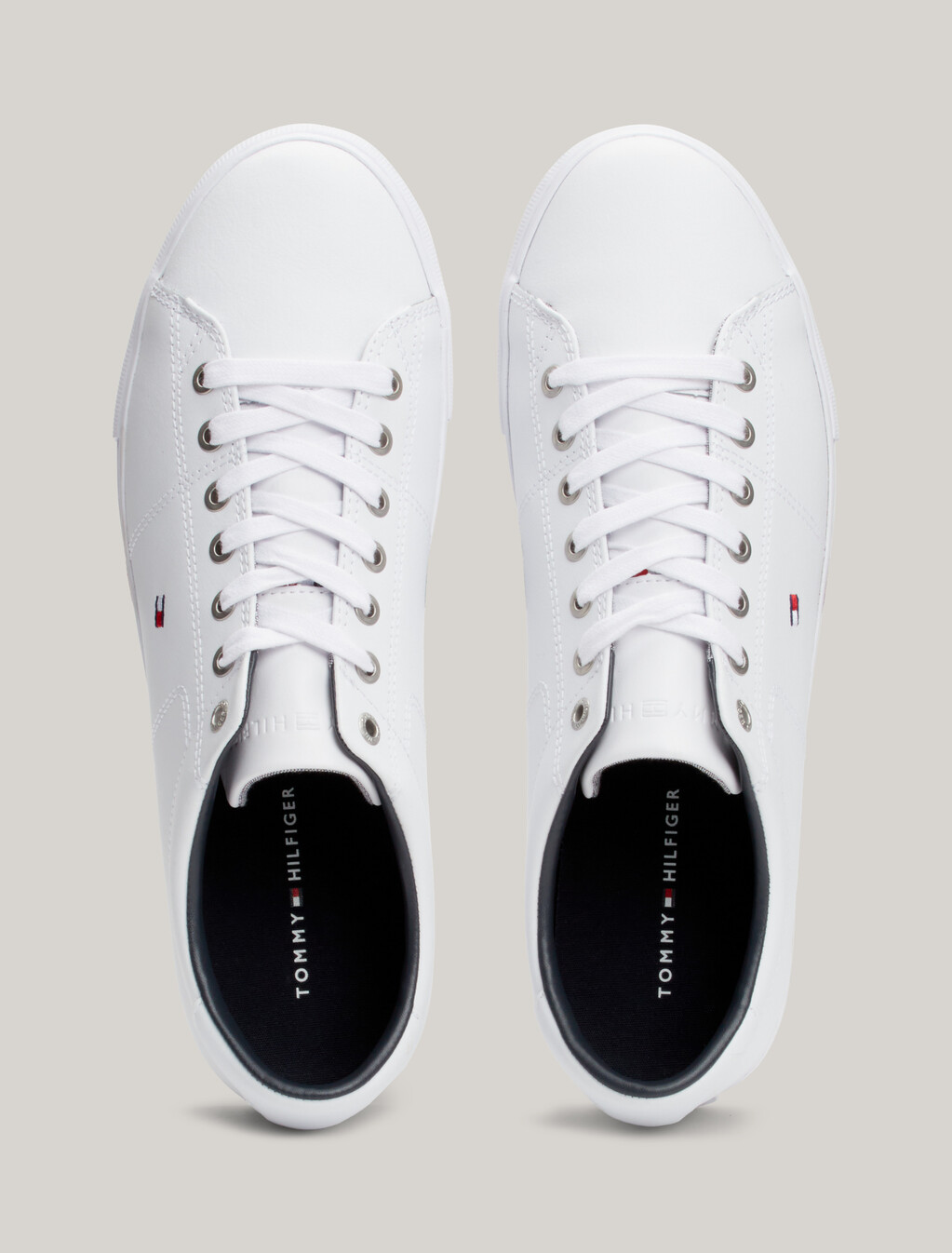 Essential 皮革綁帶運動鞋, WHITE, hi-res