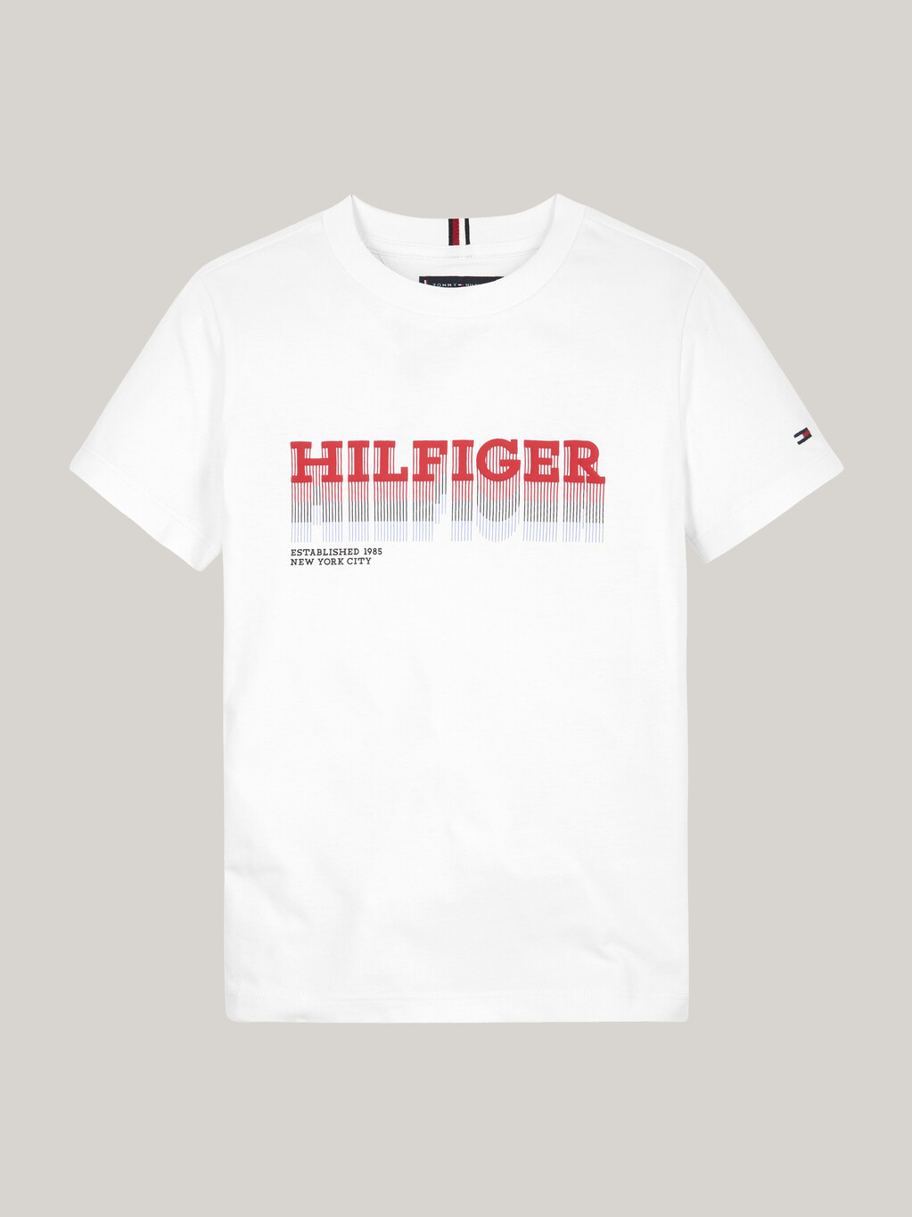 Boys Fade Hilfiger Print T-Shirt, White, hi-res