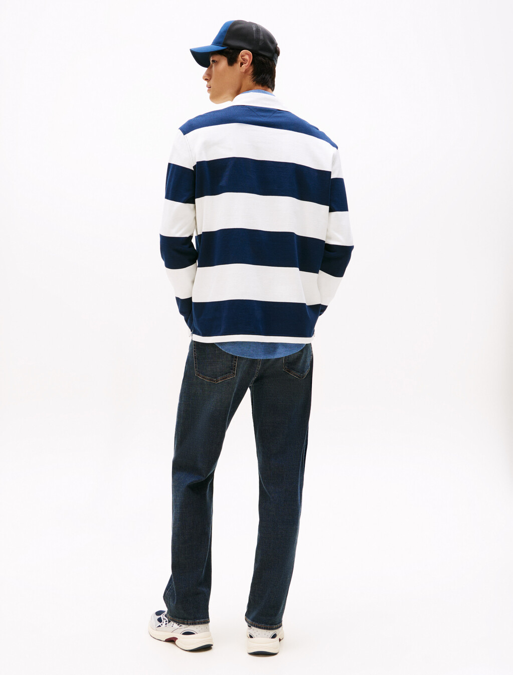Heritage 寬版條紋橄欖球衫, Dark Night Navy Stripe, hi-res
