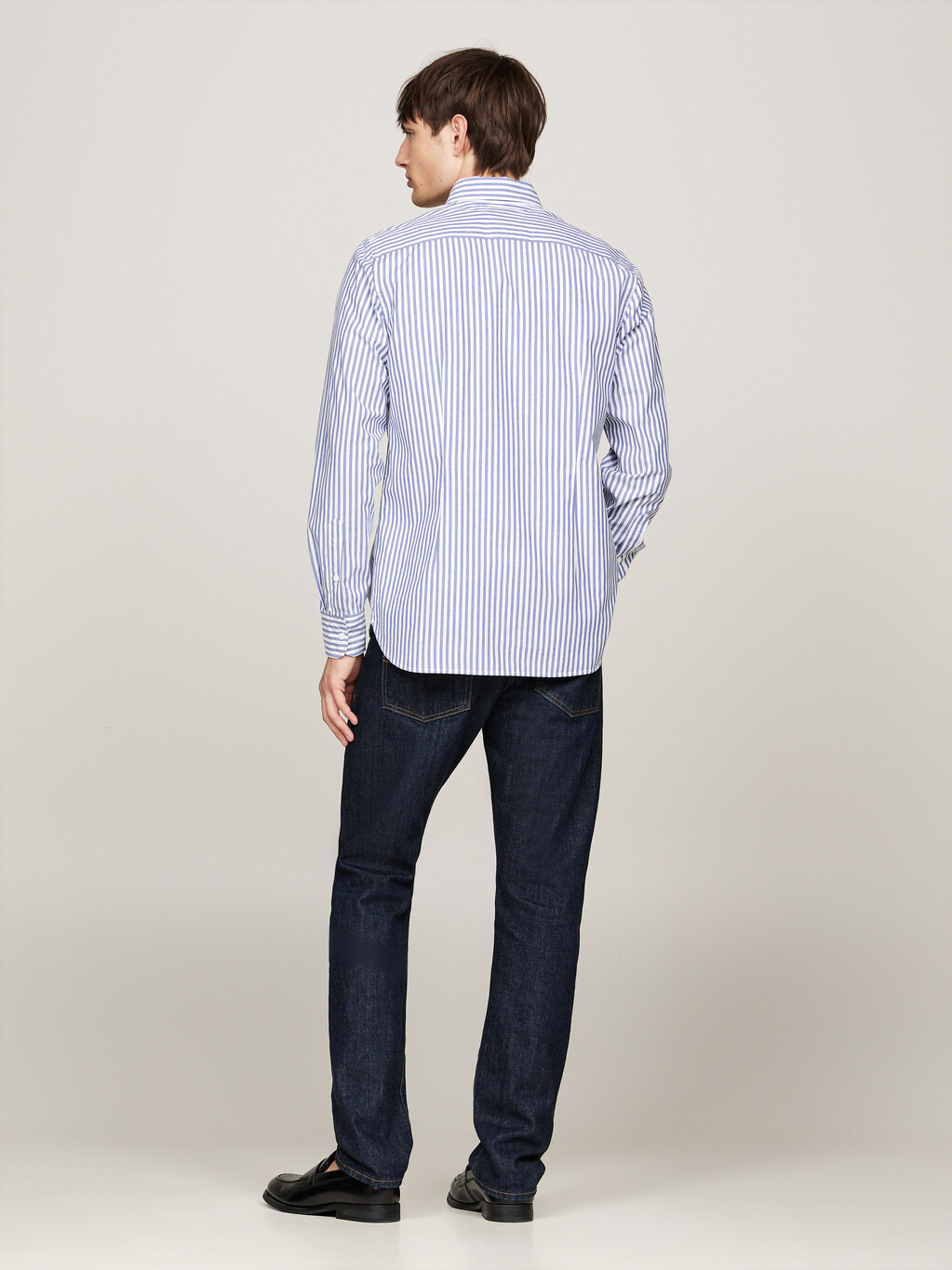 TH Flex Stripe Poplin Slim Shirt, Mid Blue / Optic White, hi-res