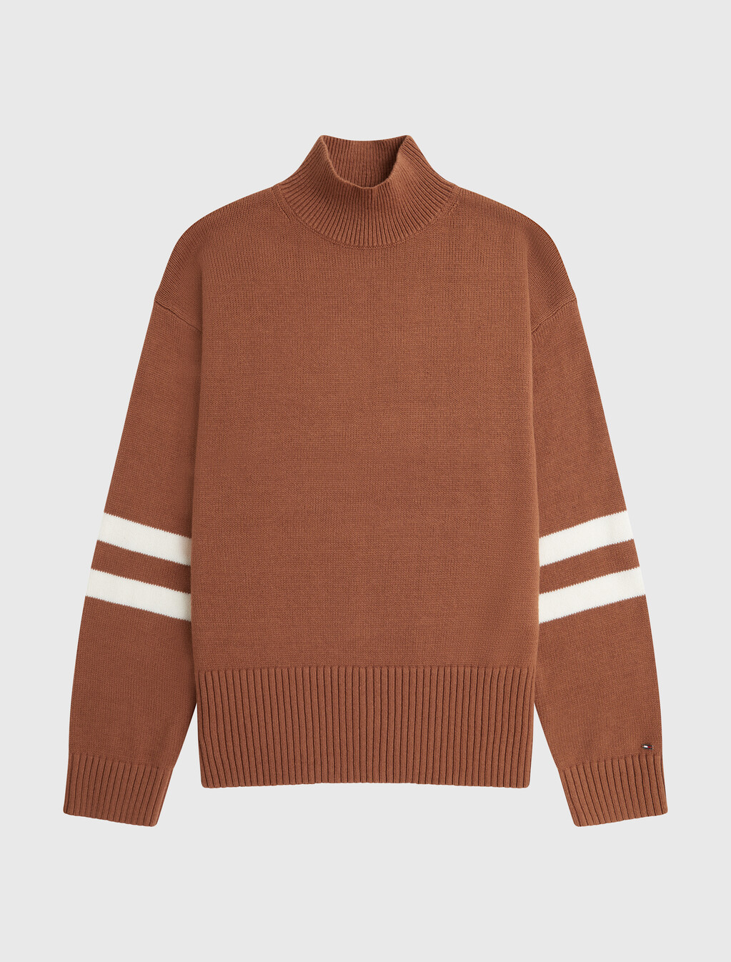 Varsity Mock Neck Sweater, Natural Cognac, hi-res
