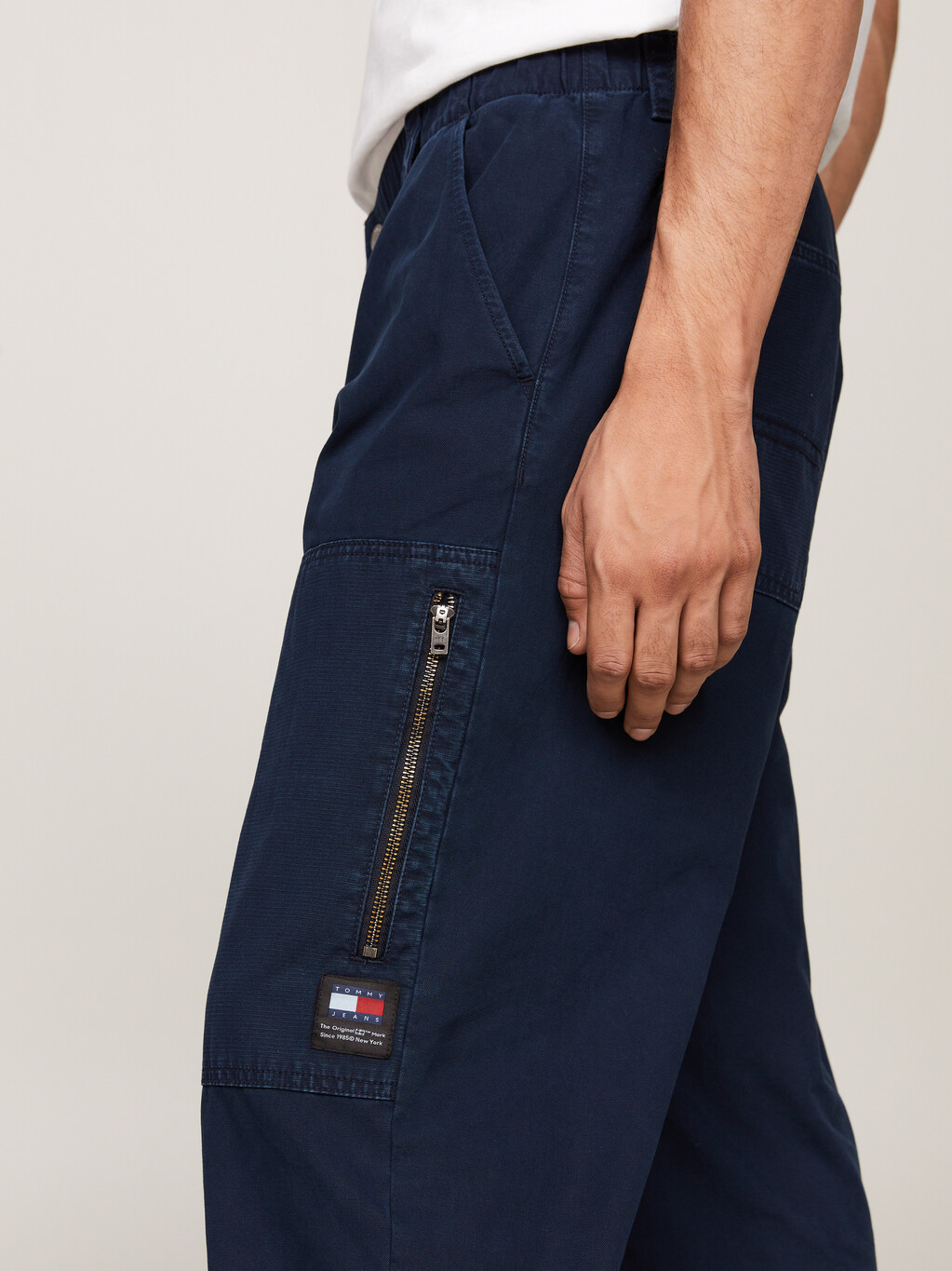 Aidan Straight Baggy Tapered Cargo Trousers, Dark Night Navy, hi-res