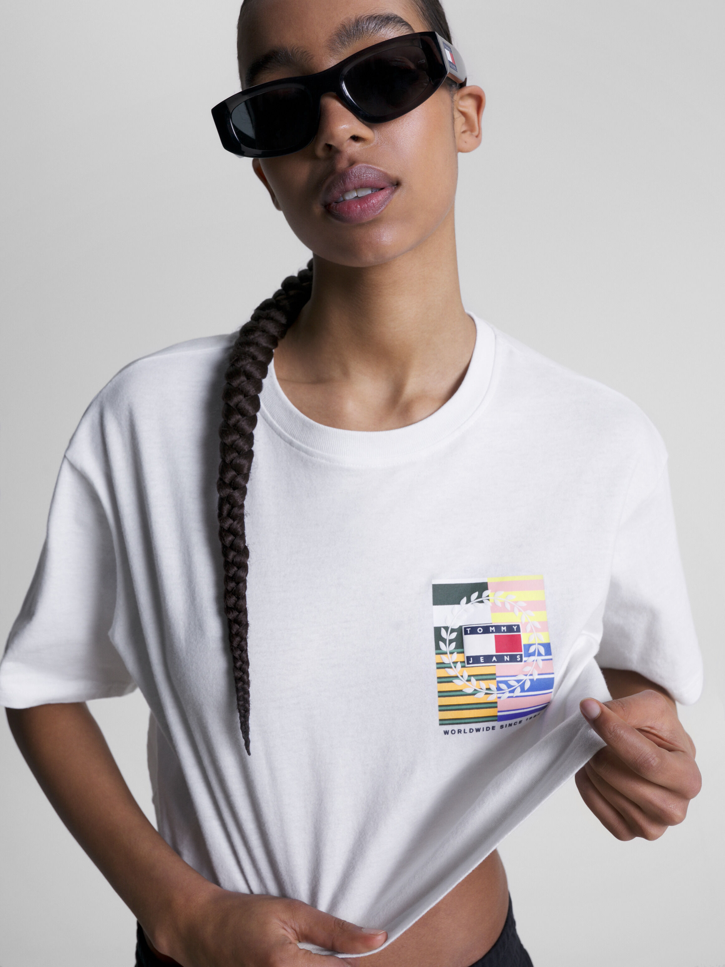 Back Logo Cropped Oversized T Shirt Tommy Hilfiger Taiwan
