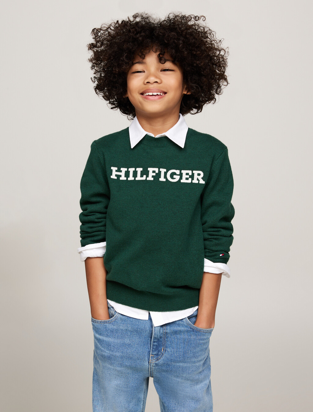 Hilfiger Monotype 圓領毛衣, Ornamental Green, hi-res