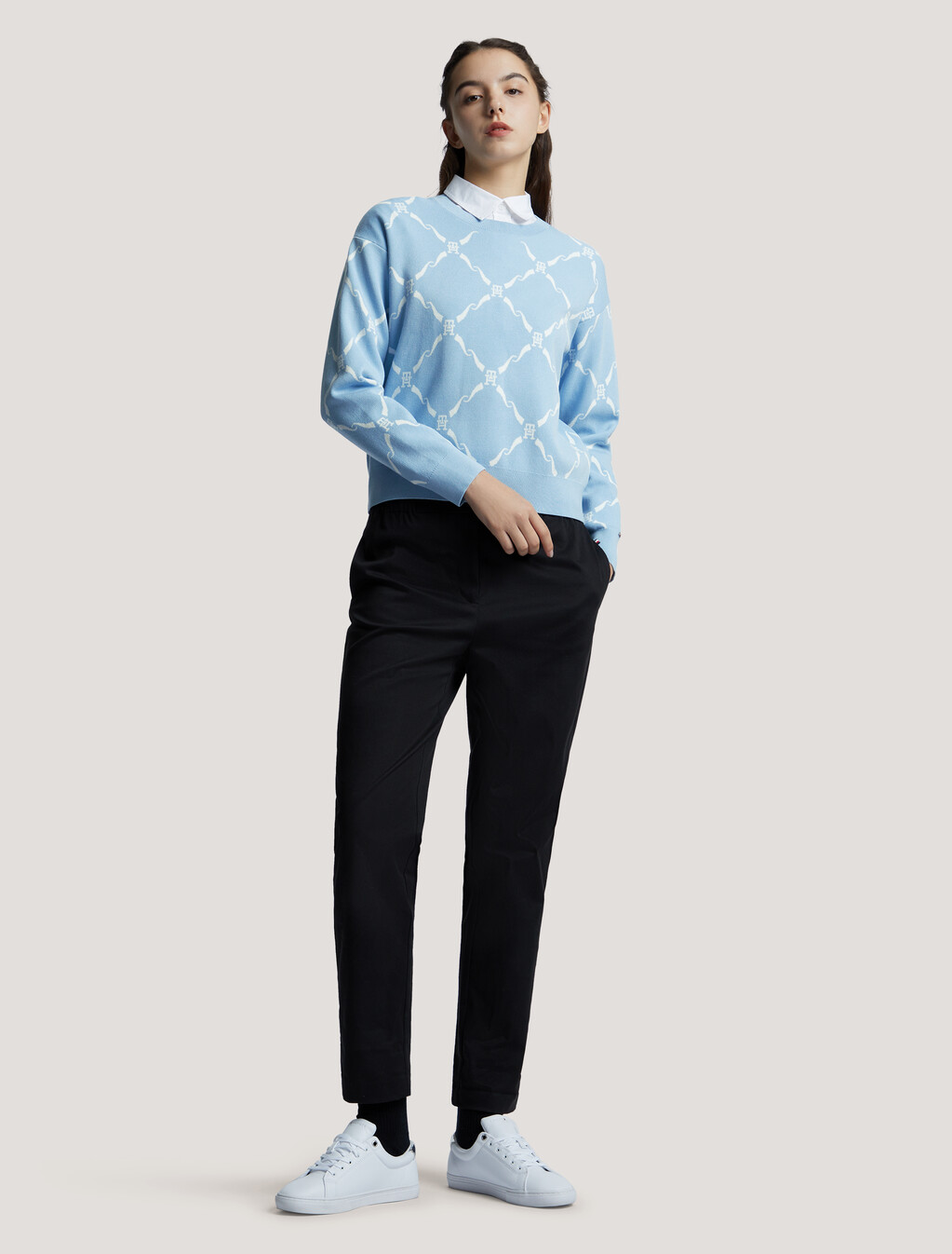 Monogram 菱形提花毛衣, Imd Aop Well Water, hi-res