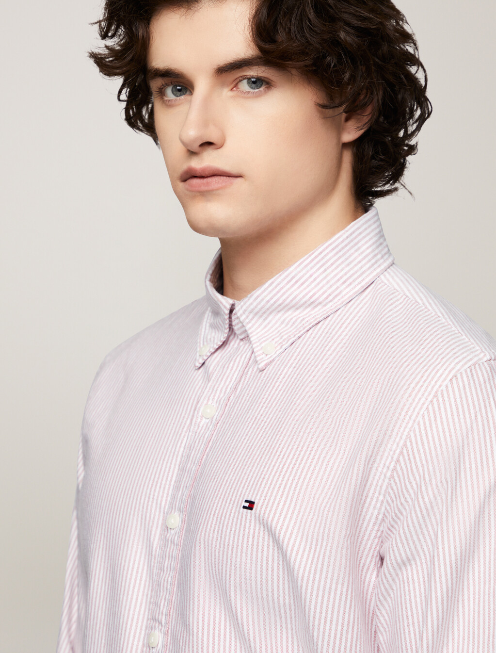 Stripe Organic Cotton Oxford Shirt, Terra Red / White, hi-res