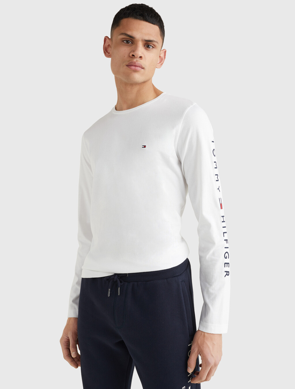 長袖棉 T 恤, White, hi-res