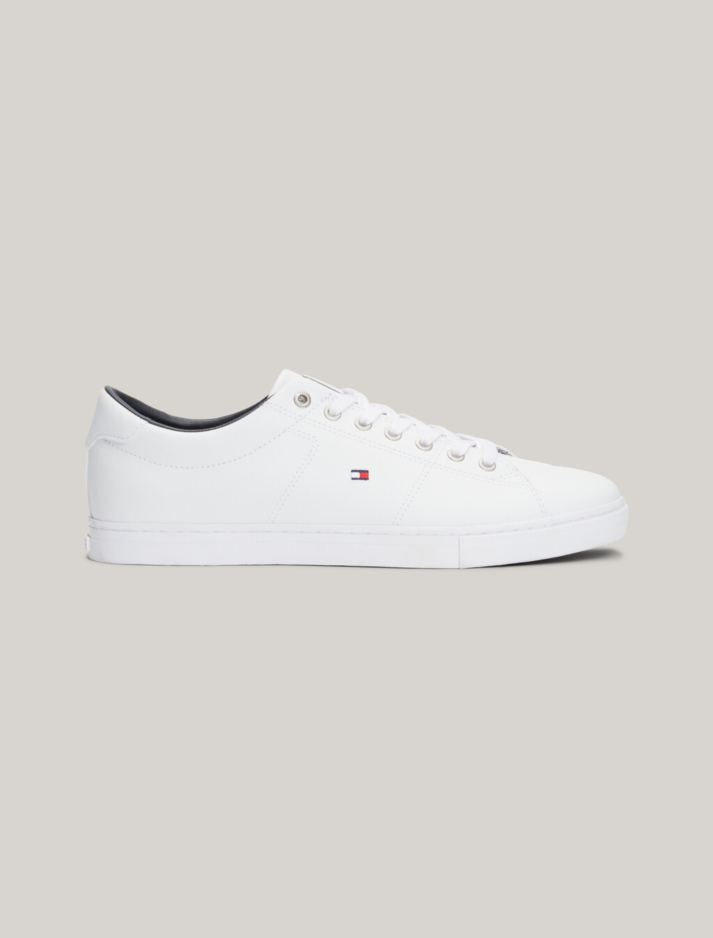 Essential 皮革綁帶運動鞋, WHITE, hi-res