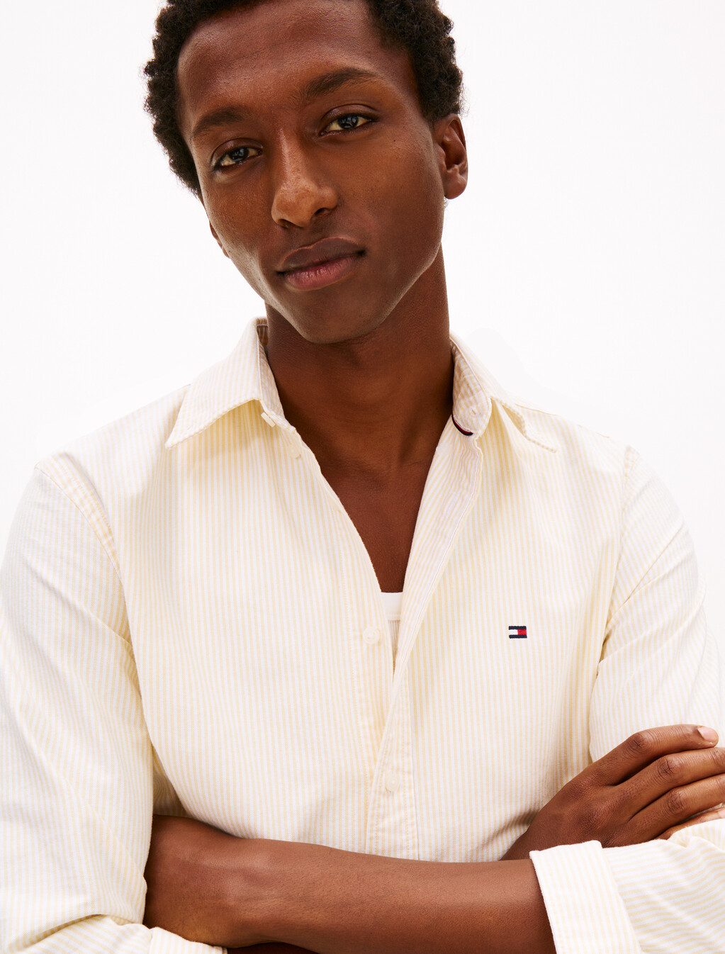 亞洲版型經典條紋牛津襯衫, Morningside Yellow / Optic White, hi-res