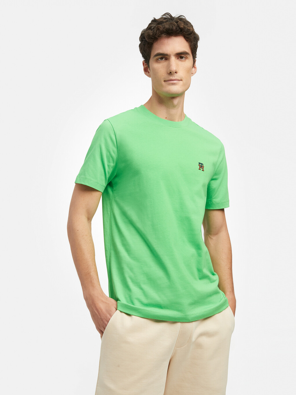 TH Monogram Embroidery T-Shirt, Spring Lime, hi-res