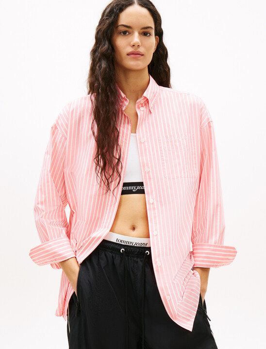 Oversized Fit Logo Embroidery Poplin Shirt
