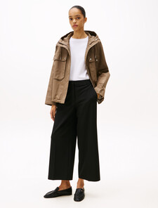 Anti-Wrinkle Wide Leg Cropped Trousers, Black, hi-res