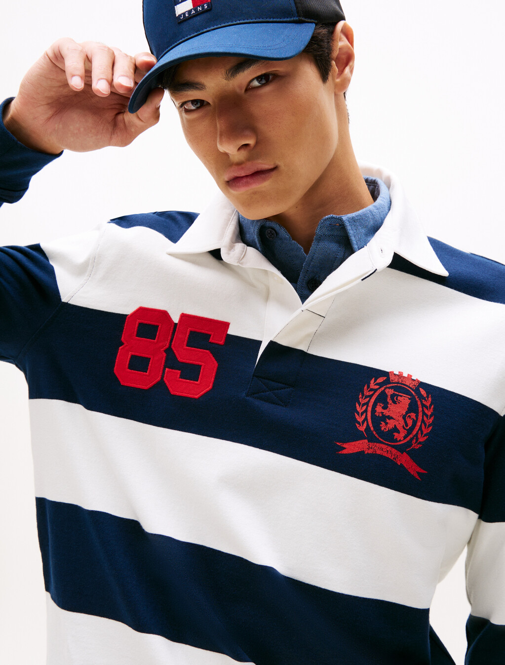Heritage 寬版條紋橄欖球衫, Dark Night Navy Stripe, hi-res