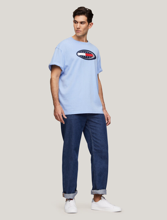 Oversized Boardsports Logo T-Shirt, Moderate Blue Oversized Boardsports Logo T-Shirt