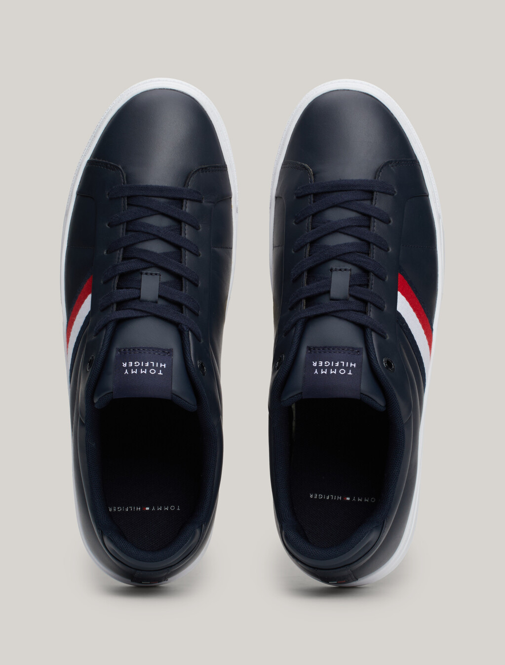 Leather Signature Tape Court Trainers, Desert Sky, hi-res