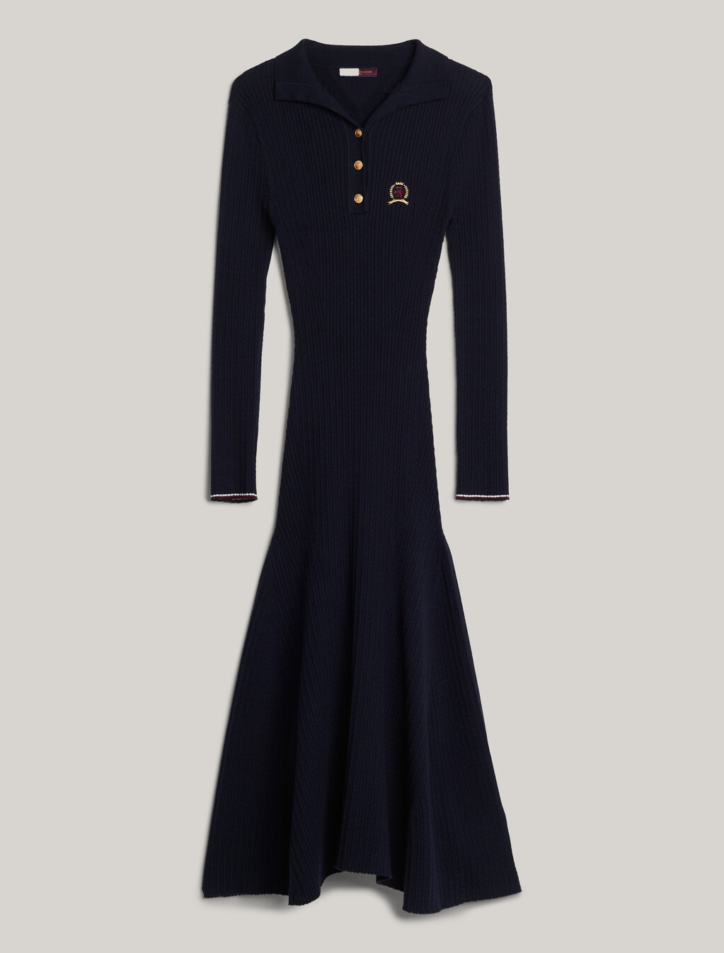 Crest Midi Polo Dress With Cashmere, Desert Sky, hi-res