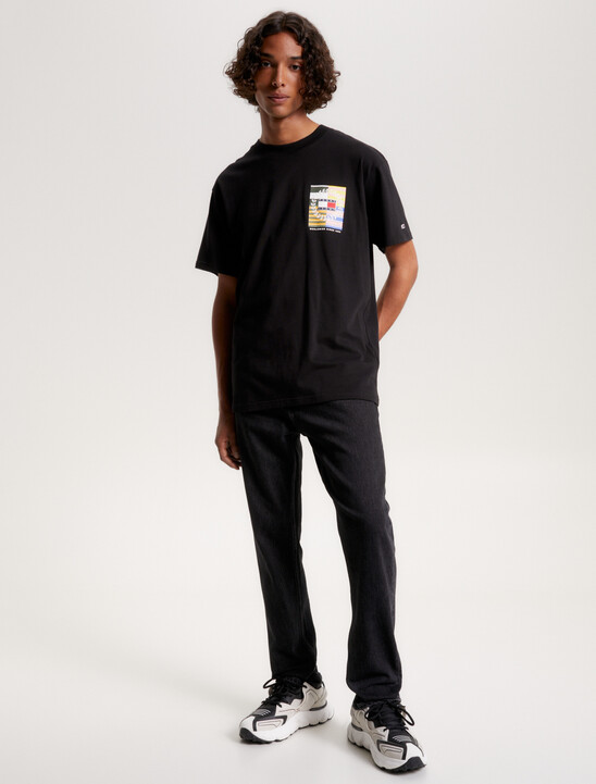 Back Flag Badge Relaxed Fit T-Shirt, Black Back Flag Badge Relaxed Fit T-Shirt