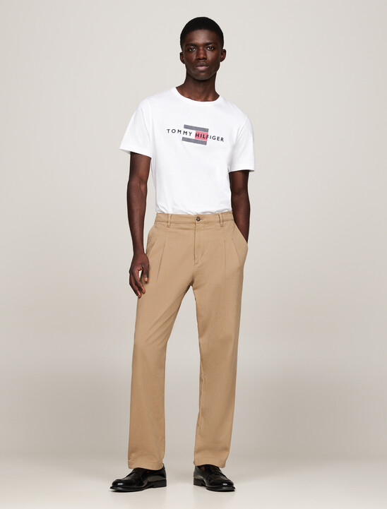Hilfiger Flag Embroidery T-Shirt, White Hilfiger Flag Embroidery T-Shirt