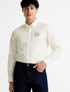Jacquard Pattern Stripe Shirt, Ivory Petal, hi-res