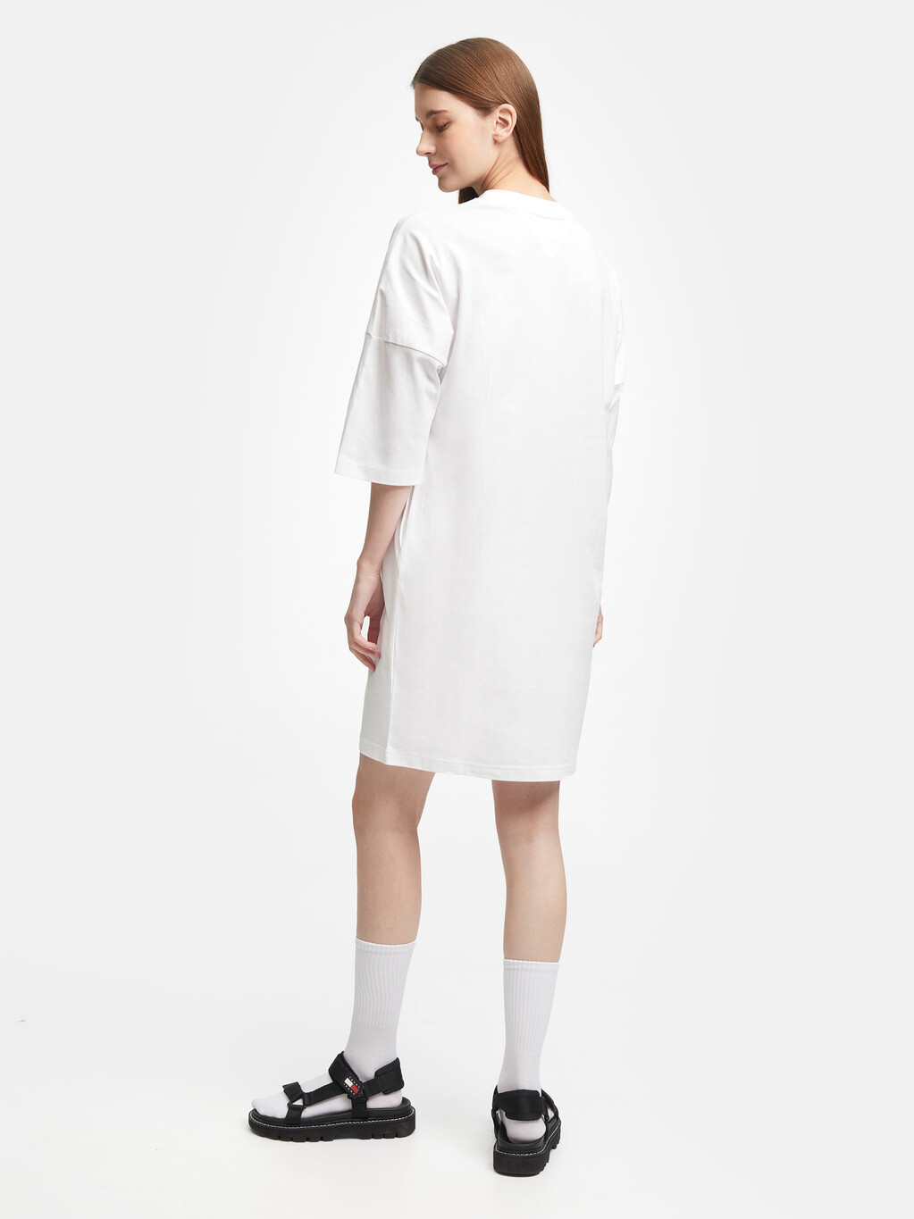 Oversized Crest Logo T-Shirt Dress, White, hi-res