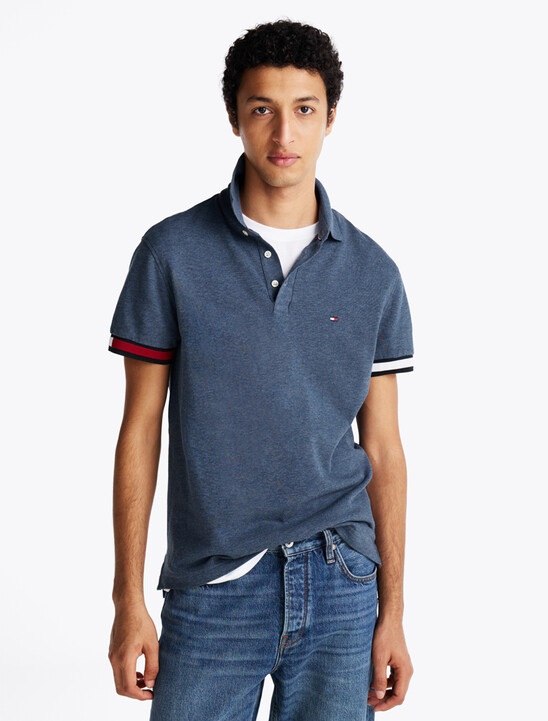 旗幟袖口修身 Polo 衫