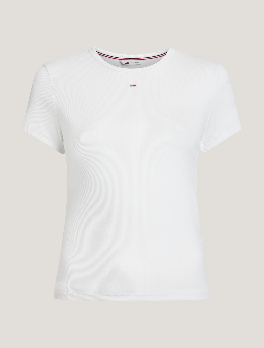 Essential 羅紋修身 T 恤, White, hi-res