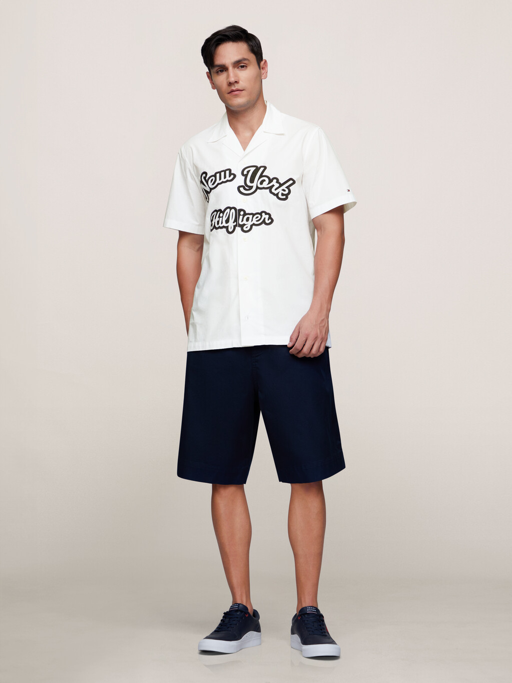 Artwork Logo Cotton Poplin Shirt, Optic White, hi-res