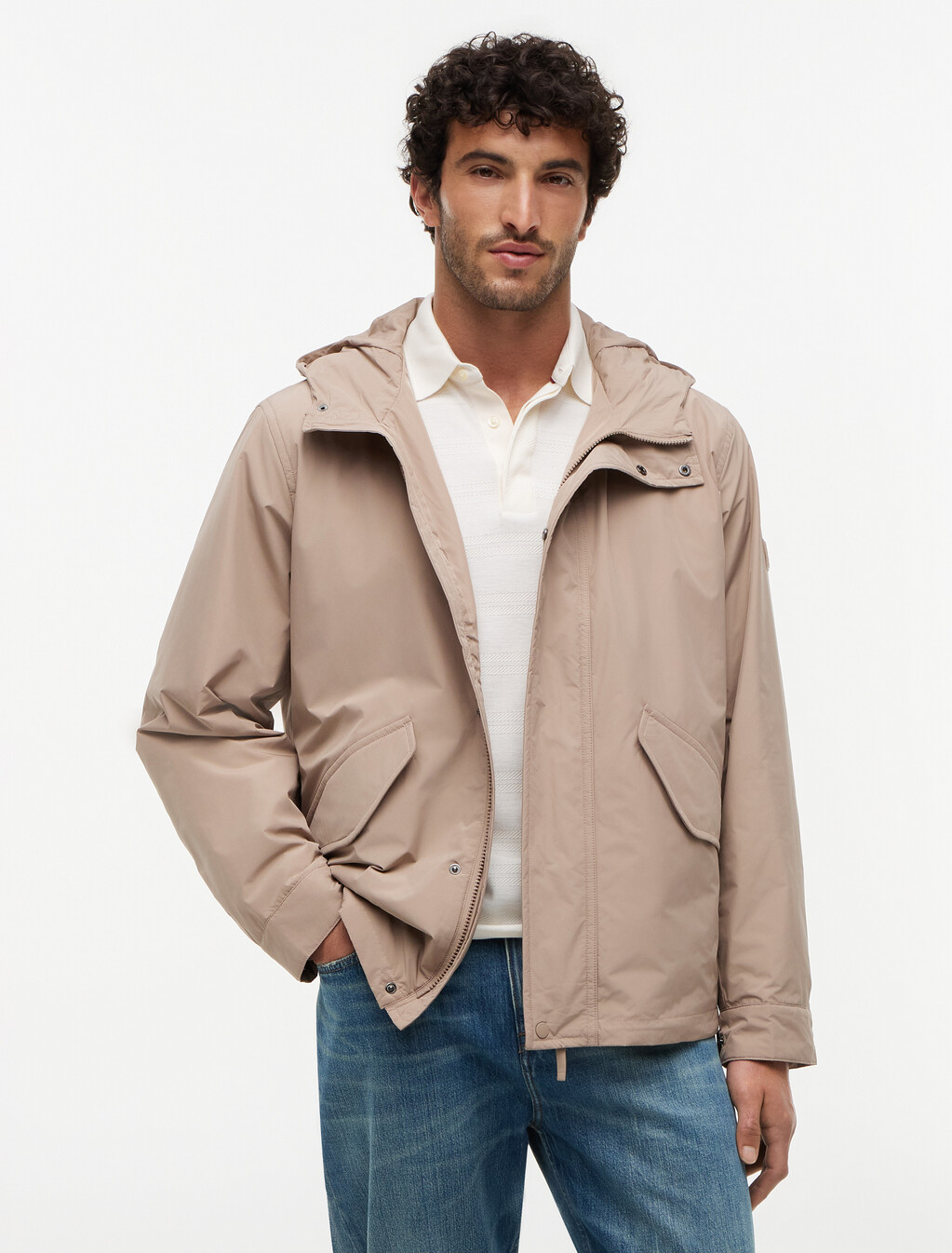 Packable Hooded Jacket, Coastal Taupe, hi-res