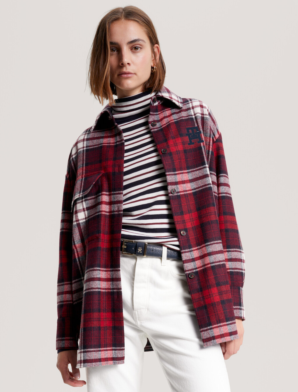 TOMMY 蘇格蘭格紋襯衫式外套, Tommy Tartan Big Deep Rouge, hi-res
