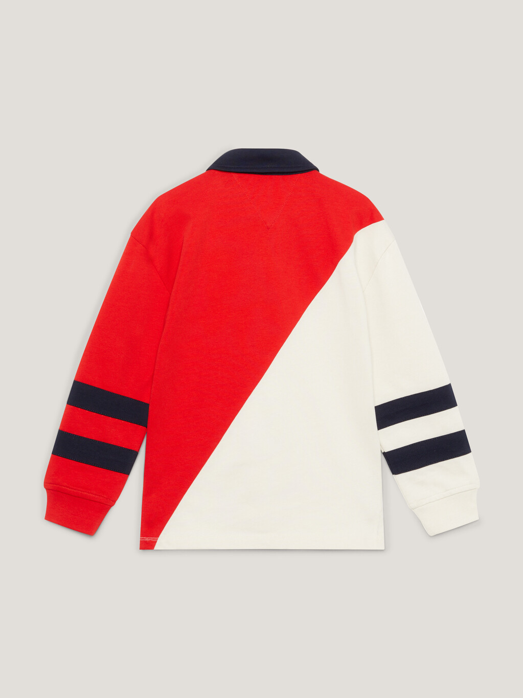 拼色長袖 Polo 衫, Red/White Colorblock, hi-res