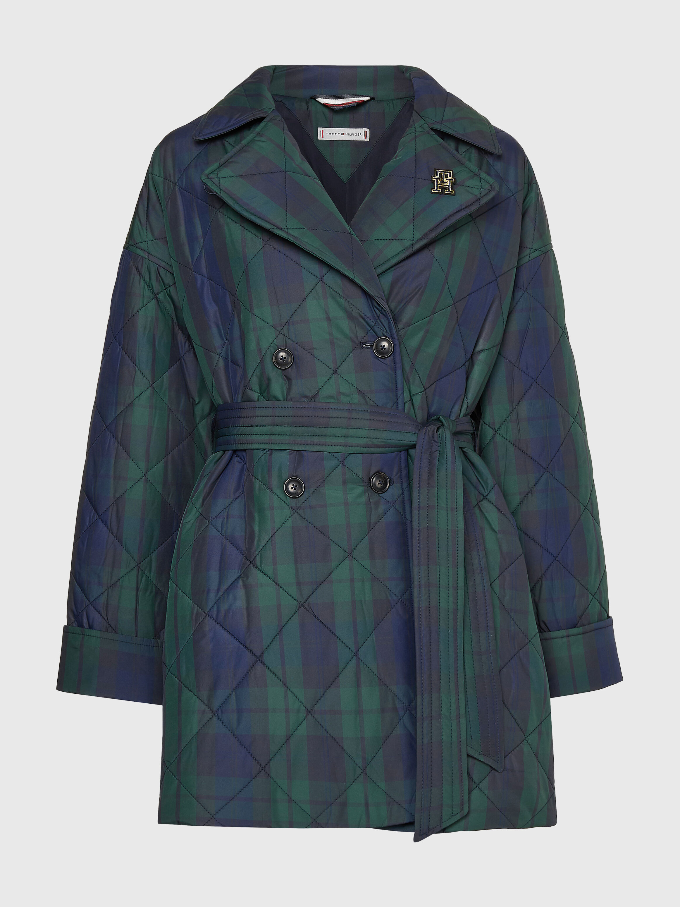 Black Watch Quilted Padded Relaxed Peacoat green Tommy