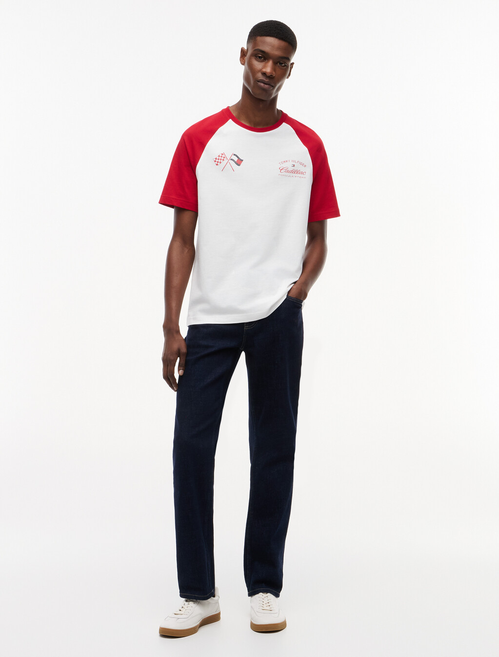 TH x Cadillac Formula 1&reg; Team Back Graphic Raglan T-Shirt, White / Red, hi-res