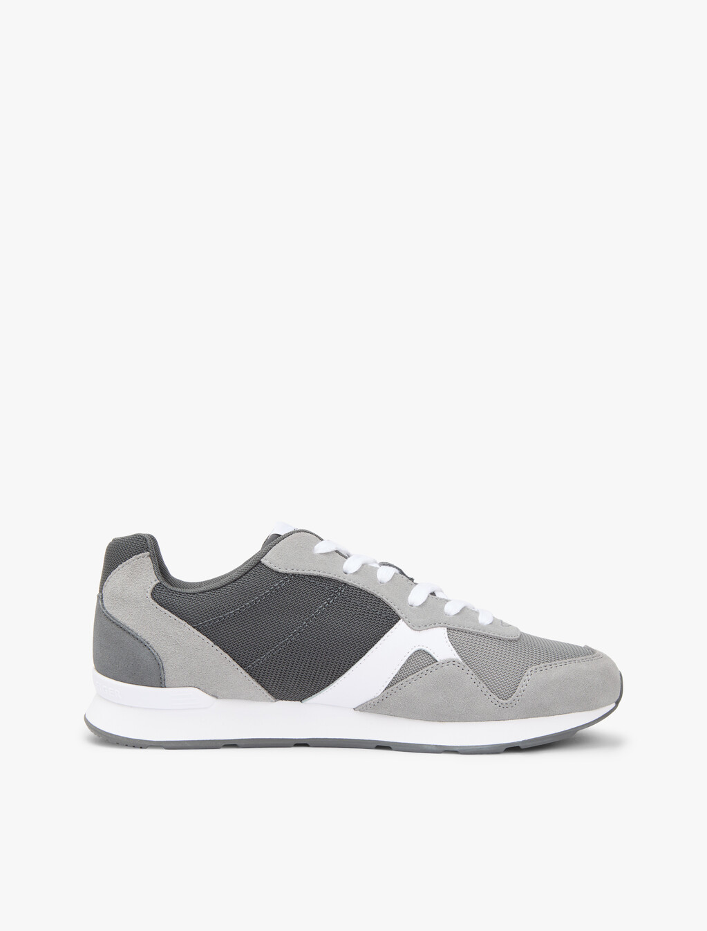 Suede Mixed Texture Trainers, Universal Grey, hi-res