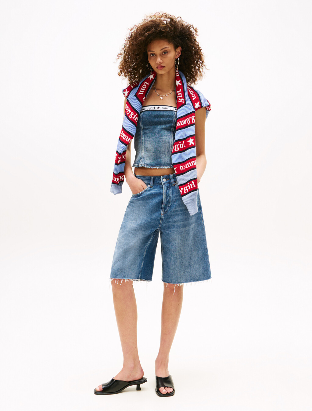 Tommy Girl 寬鬆牛仔短褲, Indigo Wash, hi-res