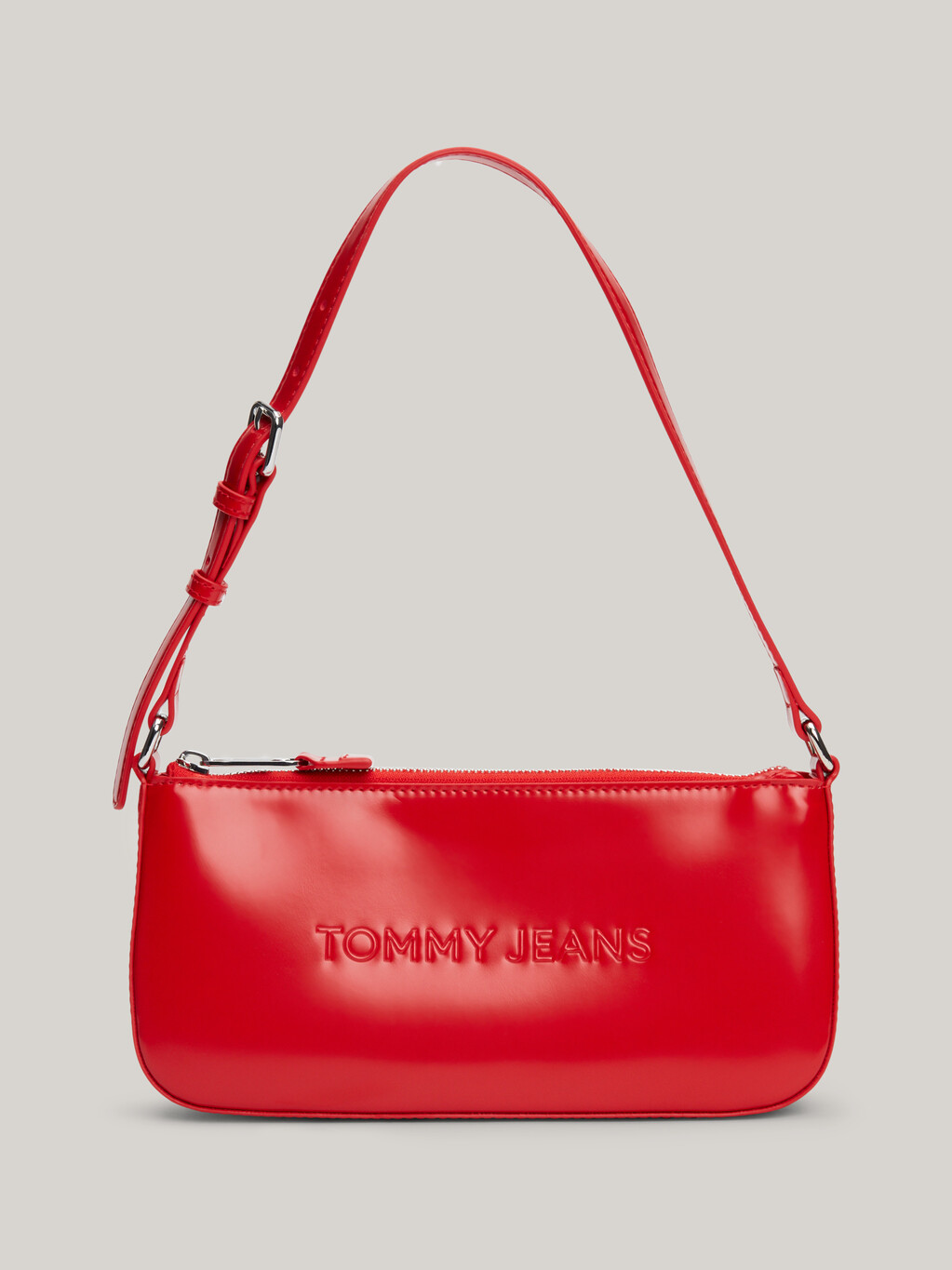 Essential Embossed Logo Shoulder Bag, Deep Crimson, hi-res