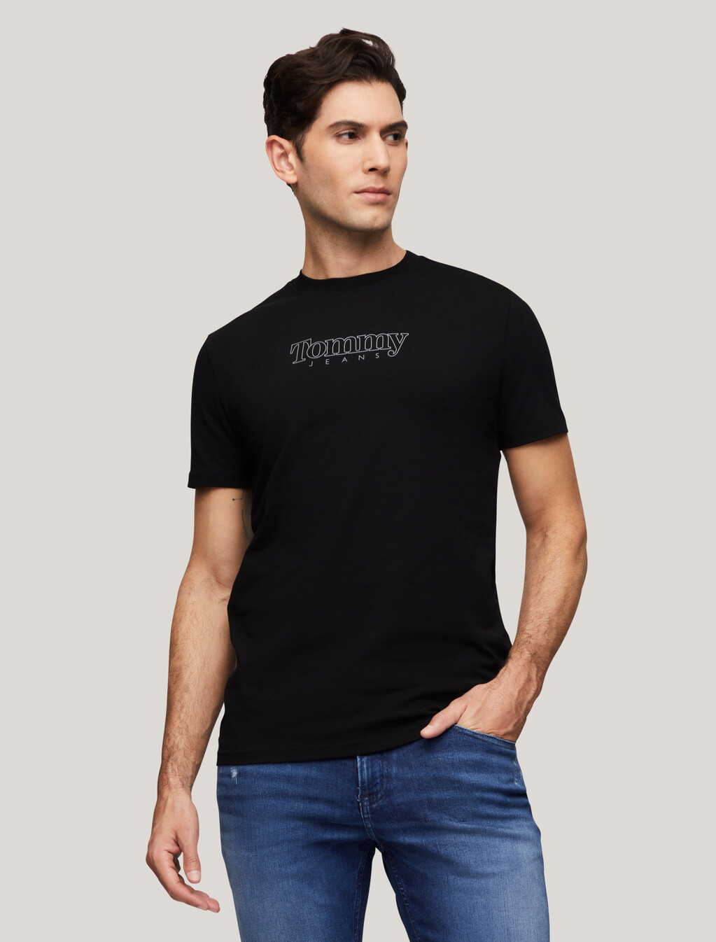 Extra Slim Rubber Logo T-Shirt, Black, hi-res