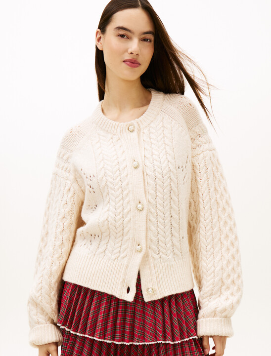 Tommy Girl 絞花針織開襟外套