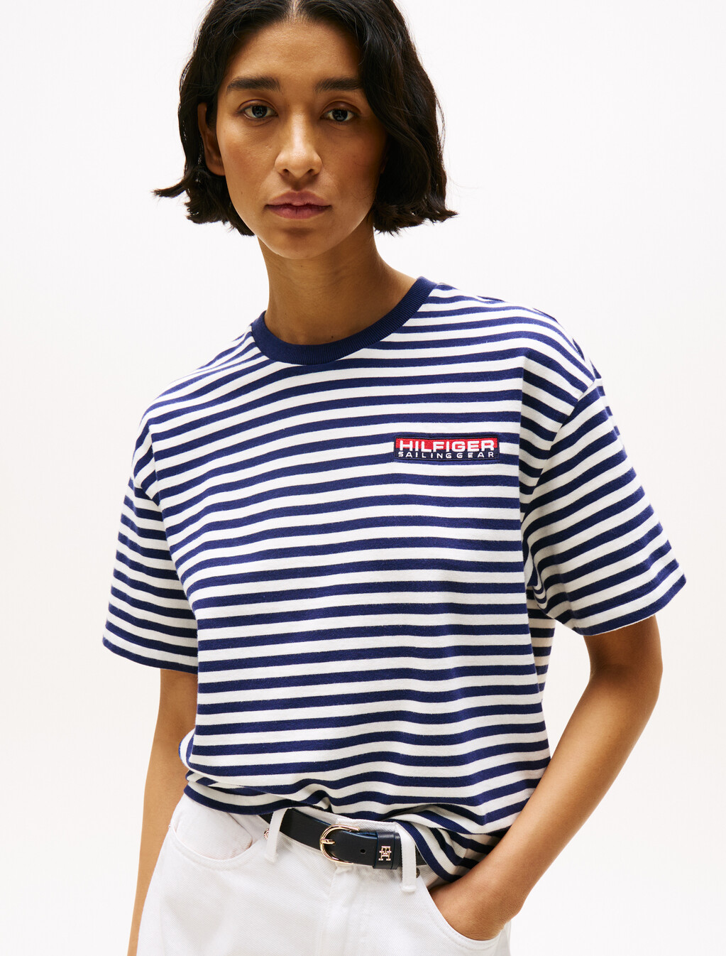 Hilfiger Sailing 航海風布列塔尼條紋寬鬆 T 恤, Yale Navy Stripe, hi-res