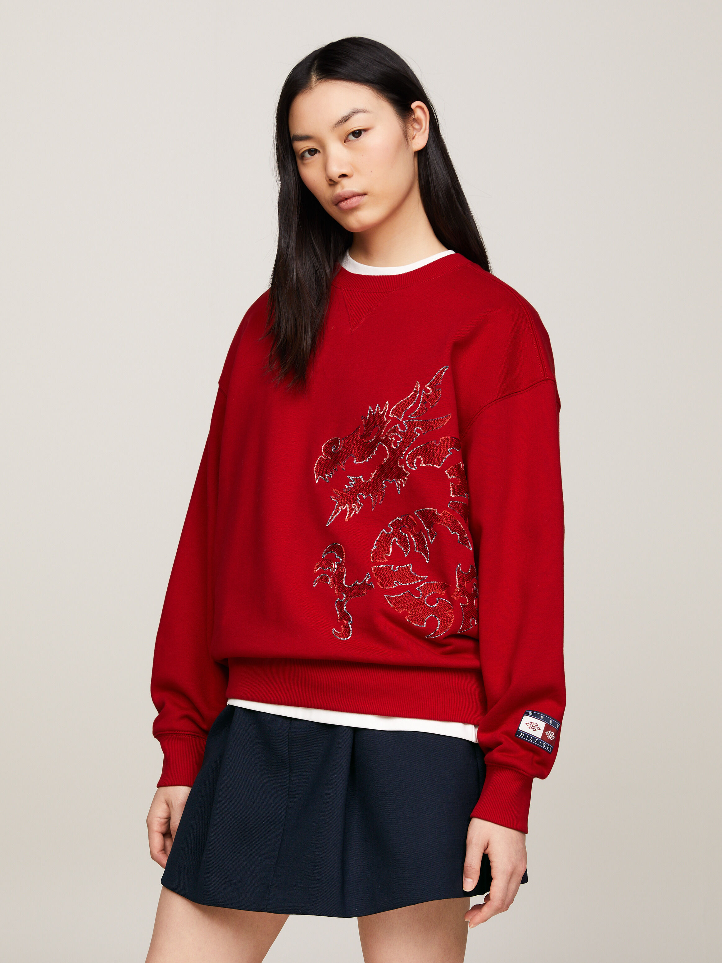 Tommy x CLOT Dual Gender Dragon Motif Sweatshirt red Tommy